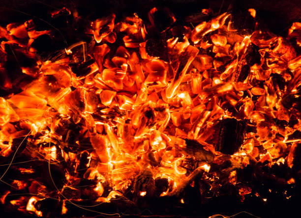 istock abstract background. burning charcoals with sparks 878638940
