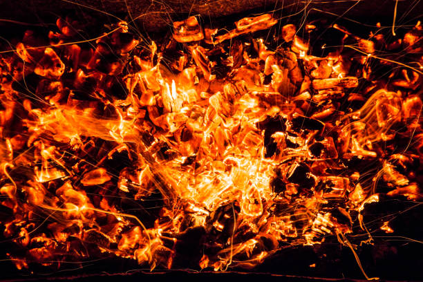 istock abstract background. burning charcoals with sparks 878639124