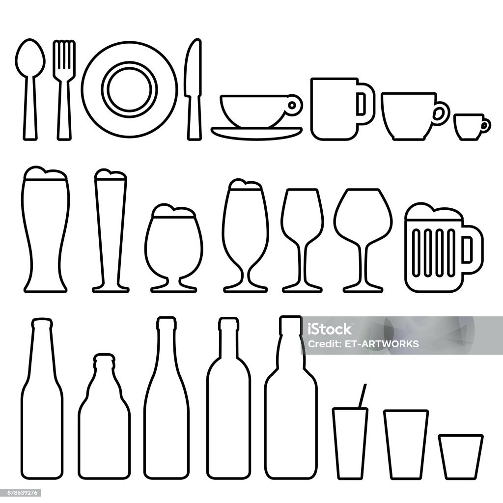 Food and drinks icons Eps10 vector illustration with layers (removeable) and high resolution jpeg file included (300dpi). Icon Symbol stock vector