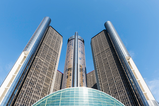 Detroit, USA -October 7, 2017: The Detroit Renaissance Center, headquarters of General Motors.