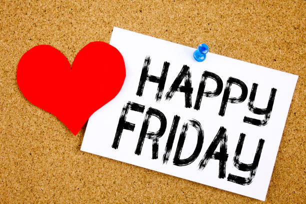 istock Conceptual hand writing text caption inspiration showing Happy Friday concept for Greeting Announcement and Love written on sticky note, reminder cork background with space 878659184