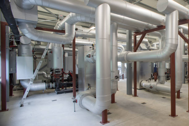 istock Boiler room. Piping system. Boiler units. 878659262