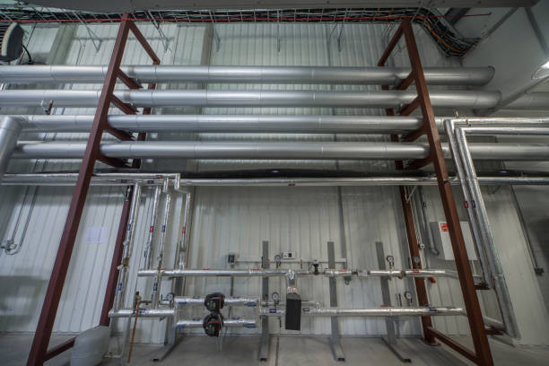 istock Boiler room. Piping system. Boiler units. 878659338