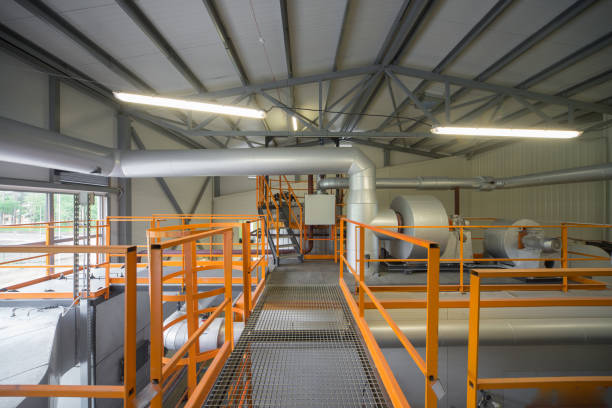 istock Modern boiler plant top view. 878659416
