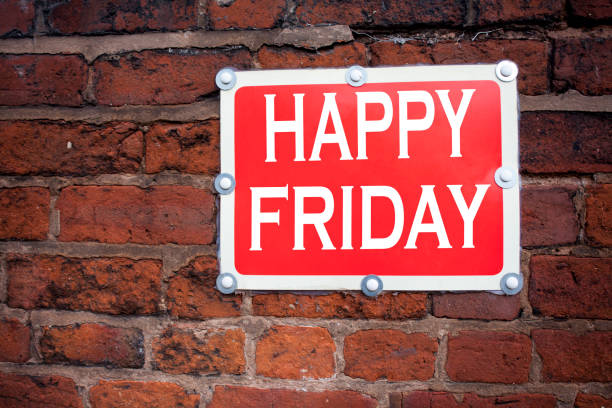 istock Hand writing text caption inspiration showing Happy Friday concept meaning Greeting Announcement written on old announcement road sign with background and copy space 878659698