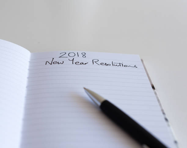 istock Journal and pen with 2018 New Year Resolution heading 878662274
