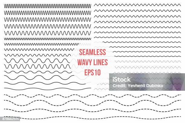 Wavy Lines Set Horizontal Seamless Thin Zig Zag Criss Cross And Wavy Lines For Brushes Stock Illustration - Download Image Now