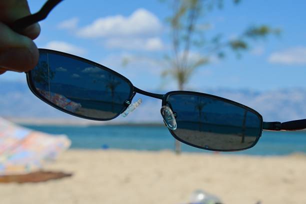 istock View on sunny beach through dioptric sunglasses with UV 400 filter 878671568