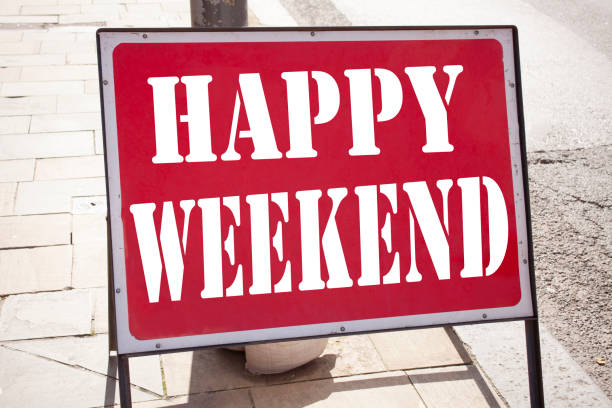 istock Conceptual hand writing text caption inspiration showing Happy Weekend. Business concept for Holiday Day Off Celebration written on old announcement road sign with background and copy space 878674406