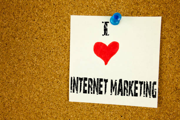 istock Hand writing text caption inspiration showing I Love Internet Marketing concept meaning Technology Strategy Design Loving written on sticky note, reminder isolated background with copy space 878677220