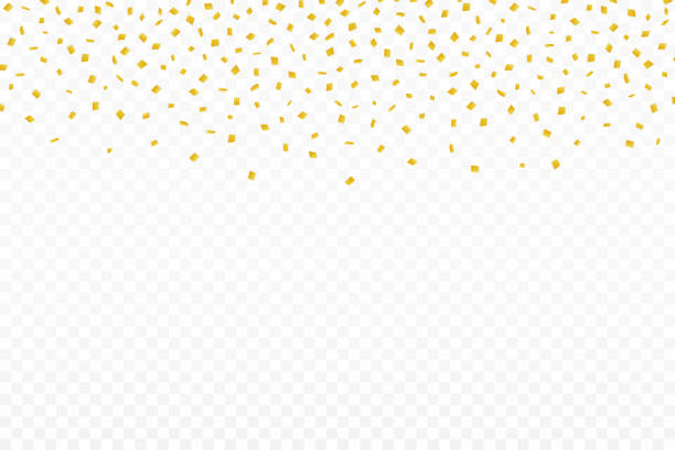 istock Golden confetti. Festive background with golden confetti. Falling confetti isolated on transparent background 878679284
