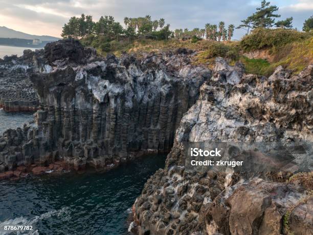 Daepo Jusangjeoli Cliff Seaside Landscape Stock Photo - Download Image Now - Architectural Column, Asia, Beach