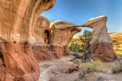 Unique Metate Arch in Devil's Garden in Grand Staircase Escalante National Monument, off near Escalante, Utah.