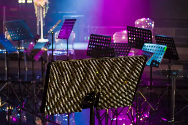 Photo of orchestra music stands