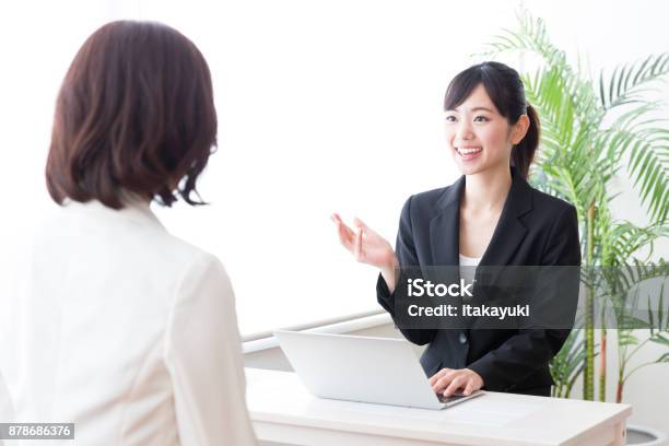 Asian Businesswomen Working In Office Stock Photo - Download Image Now - Interview - Event, Advice, Japanese Ethnicity