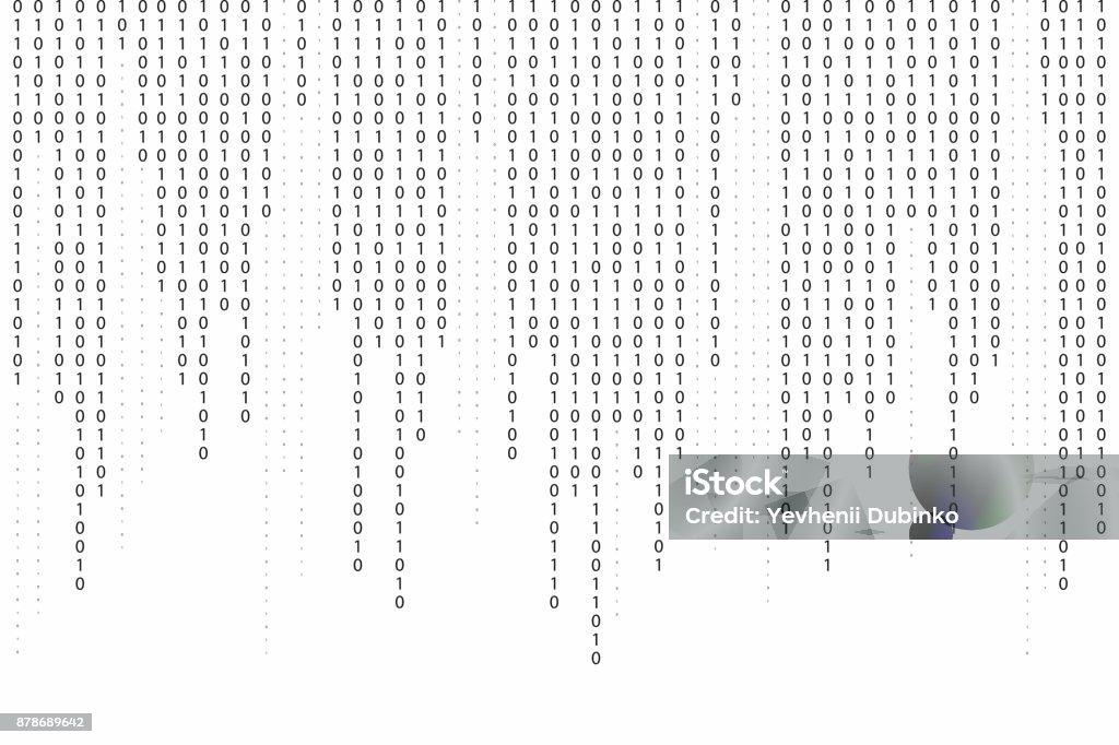 Abstract binary code background. Falling, streaming binary code background. Digital technology wallpaper Abstract binary code background. Falling, streaming binary code background. Digital technology wallpaper. Cyber data, decryption and encryption. Hacker background concept. Vector Coding stock vector