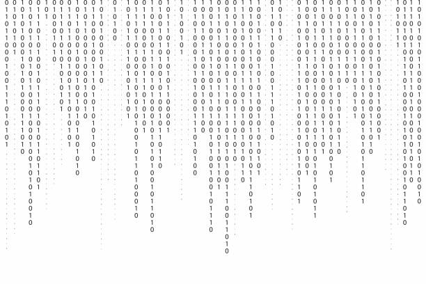 Abstract binary code background. Falling, streaming binary code background. Digital technology wallpaper Abstract binary code background. Falling, streaming binary code background. Digital technology wallpaper. Cyber data, decryption and encryption. Hacker background concept. Vector focus on background illustrations stock illustrations