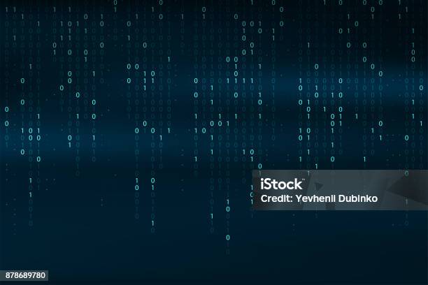 Abstract Binary Code Background Falling Streaming Binary Code Background Digital Technology Wallpaper Stock Illustration - Download Image Now