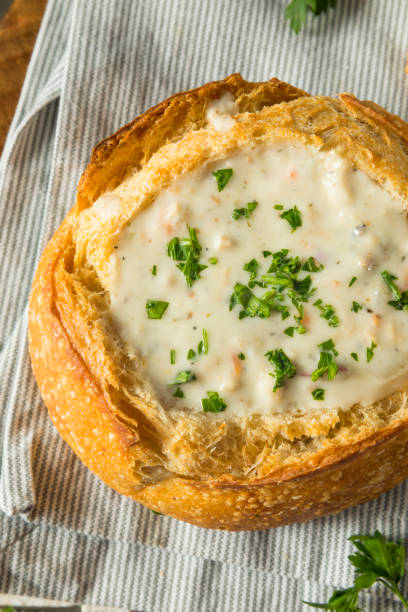 istock New England Clam Chowder in a Bread Bowl 878702498