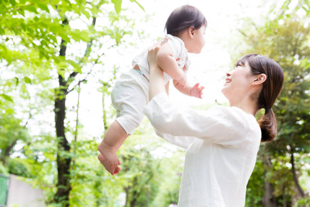 istock asian mother and baby in park 878706238