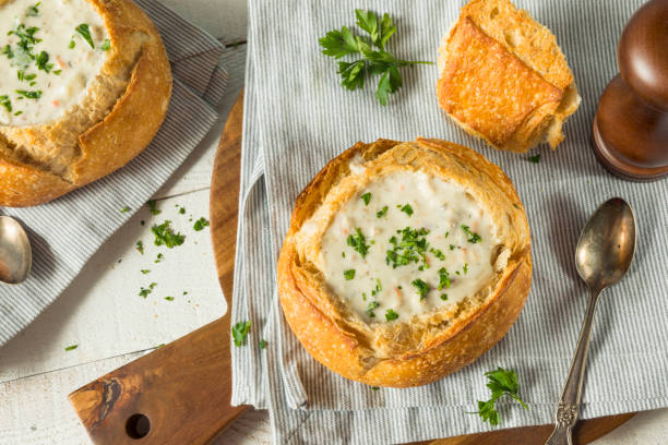 istock New England Clam Chowder in a Bread Bowl 878708660
