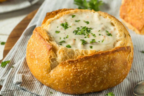 istock New England Clam Chowder in a Bread Bowl 878708796