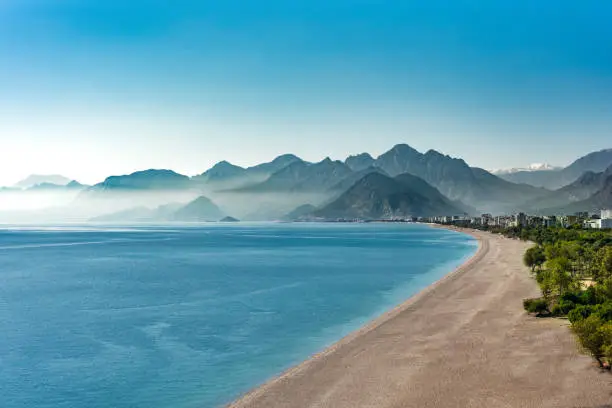 Photo of Konyaalti beach and mountains in Antalya Turkey