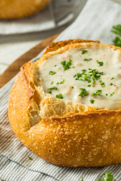 istock New England Clam Chowder in a Bread Bowl 878709662