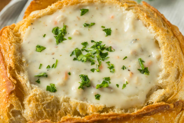 istock New England Clam Chowder in a Bread Bowl 878713946