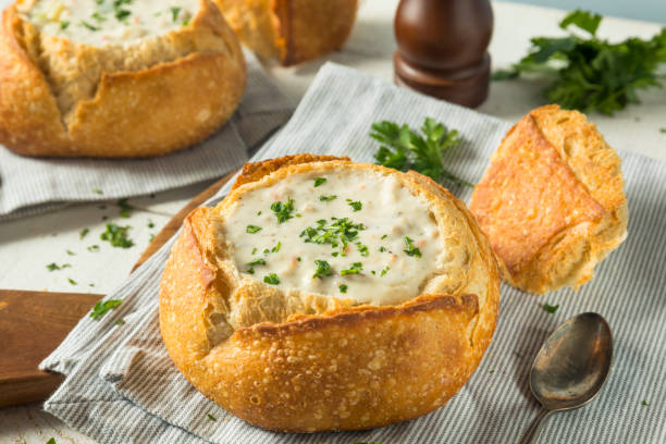 istock New England Clam Chowder in a Bread Bowl 878714222