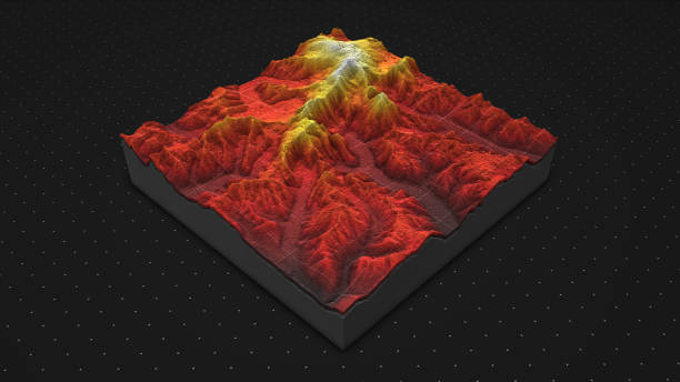 istock 3D render of geology, soil slice, mountains isolated on dark background. 878719240