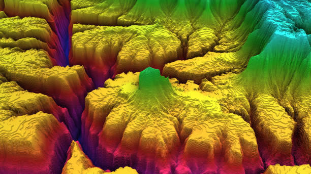 istock 3D render of geology, soil slice, mountains isolated on dark background. 878720840