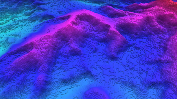 istock 3D render of geology, soil slice, mountains isolated on dark background. 878720896