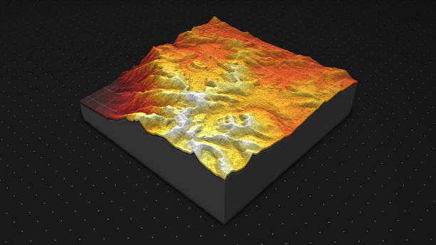 istock 3D render of geology, soil slice, mountains isolated on dark background. 878720930