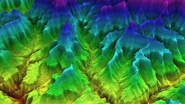 istock 3D render of geology, soil slice, mountains isolated on dark background. 878721000