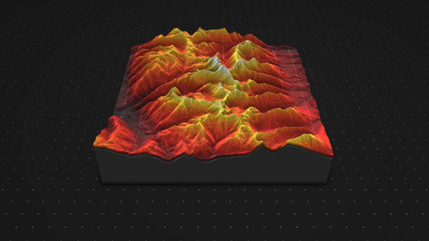 istock 3D render of geology, soil slice, mountains isolated on dark background. 878721094