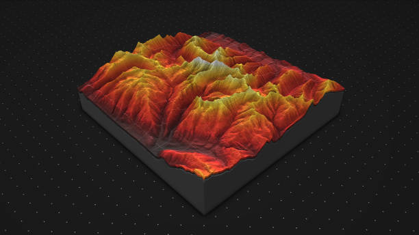 istock 3D render of geology, soil slice, mountains isolated on dark background. 878721118