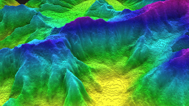 istock 3D render of geology, soil slice, mountains isolated on dark background. 878721154