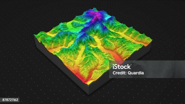 3d Render Of Geology Soil Slice Mountains Isolated On Dark Background Stock Photo - Download Image Now