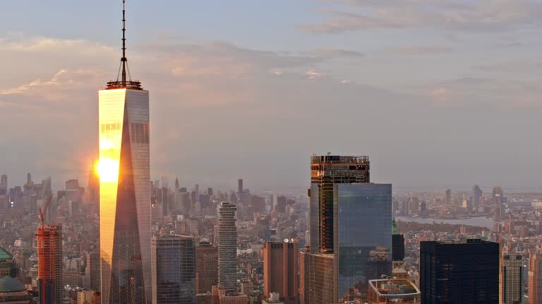 AERIAL Freedom Tower in Manhattan, NYC