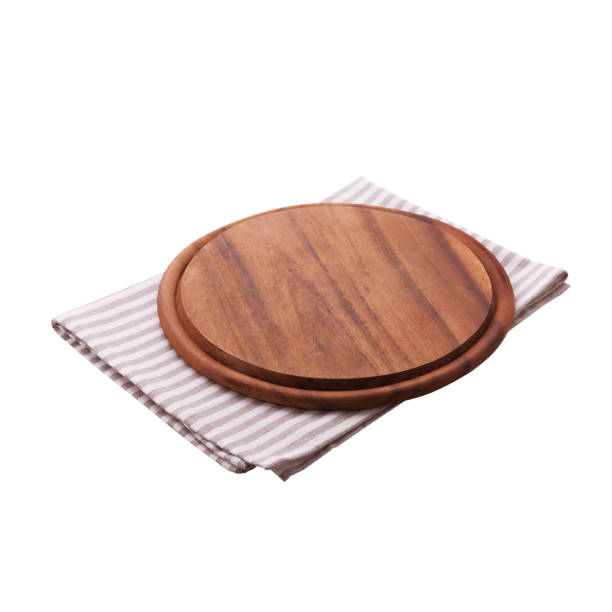istock Pizza board, napkin isolated. Top view mockup 878730584