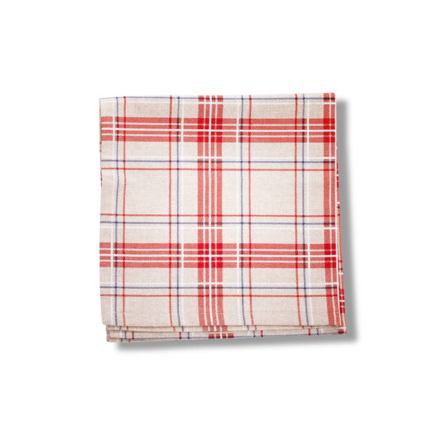 istock Stack of colorful dish towels isolated on white. Top view mockup 878730596