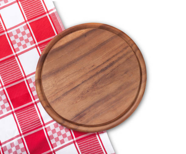 istock Pizza board, napkin with shadow isolated. Top view mockup 878730600