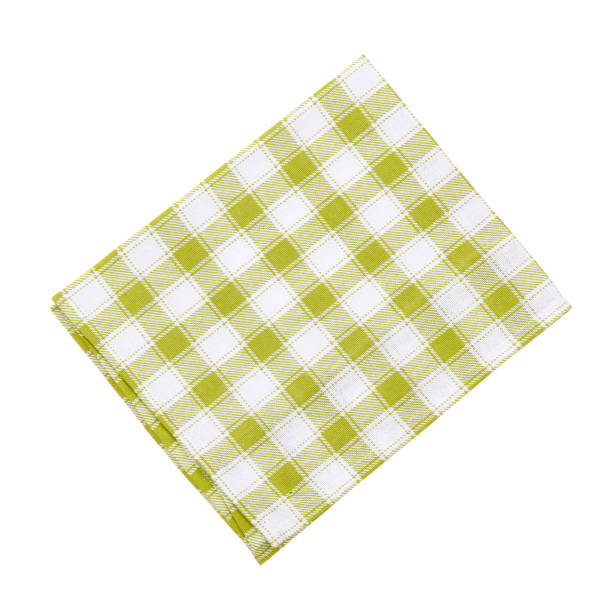 istock Napkins isolated on white. Multi-colored linen napkins for restaurant. Empty napkins mock up for design. Napkins top view close up. Place for text on napkin. 878730606