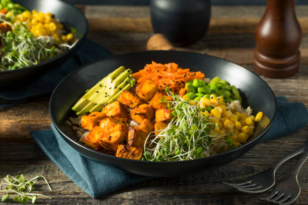 istock Healthy Organic Tofu and Rice Buddha Bowl 878731518