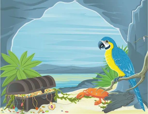 Vector illustration of Treaure Island / Treasure Chest