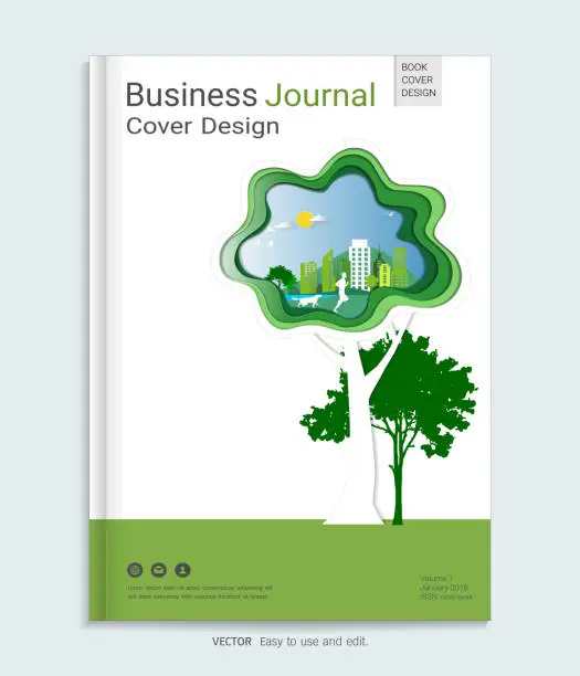 Vector illustration of Green journal cover design template, Can be adapt to annual report, brochure, flyer, leaflet, fact sheet, sale kit, catalog, magazine, booklet, portfolio, poster, Vector template in A4 size.