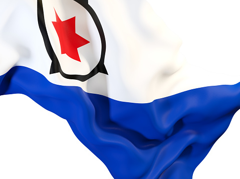 Closeup of waving flag of bonaire. 3D illustration