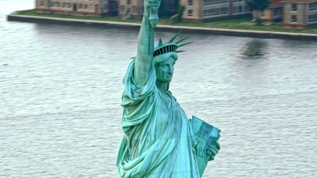 AERIAL Liberty Enlightening the World in New York Harbor