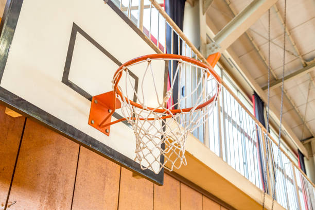 istock Gymnasium basketball ring 878768722